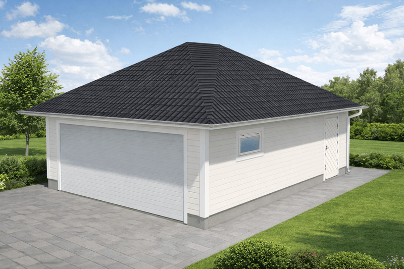 Dobbelgarasje 6,2 × 7,8 m – valmtak(22°, 30° eller 36°), ferdige elementer