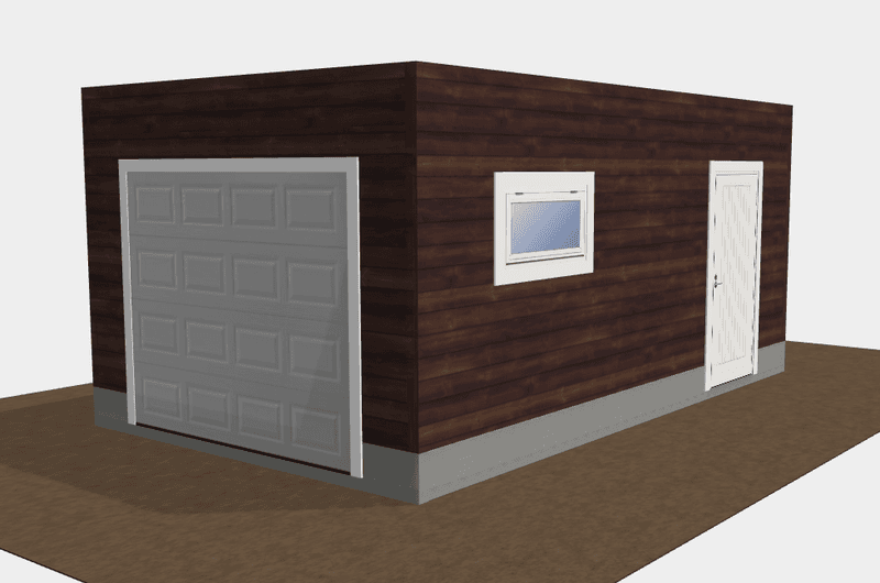 Enkelgarasje 3,6 x 6,0 m – Funkis med flatt tak, ferdige elementer