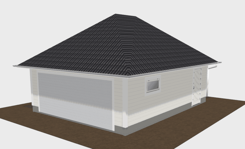 Dobbelgarasje 6,2 × 7,8 m – valmtak(22°, 30° eller 36°), ferdige elementer