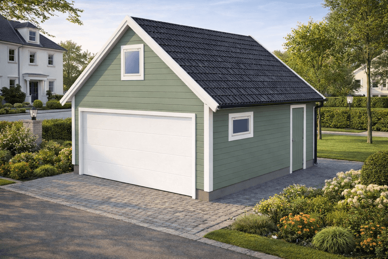 Dobbelgarasje 6,0 × 6,0 m – 36° saltak, ferdige elementer