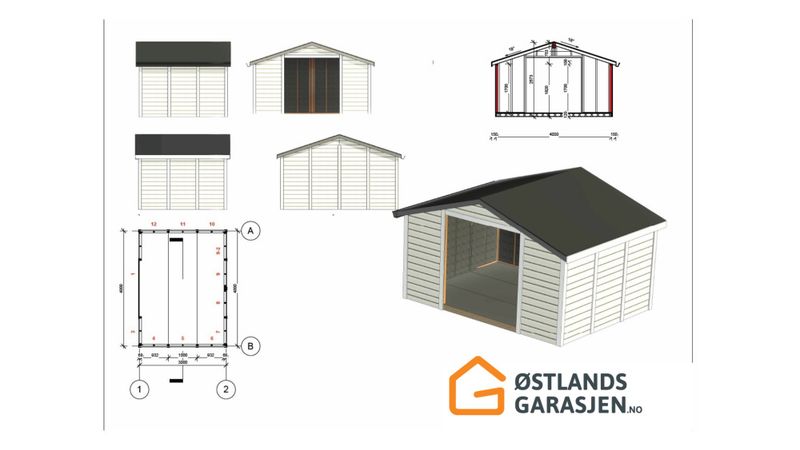 Bod 4x3m med saltak, byggesett
