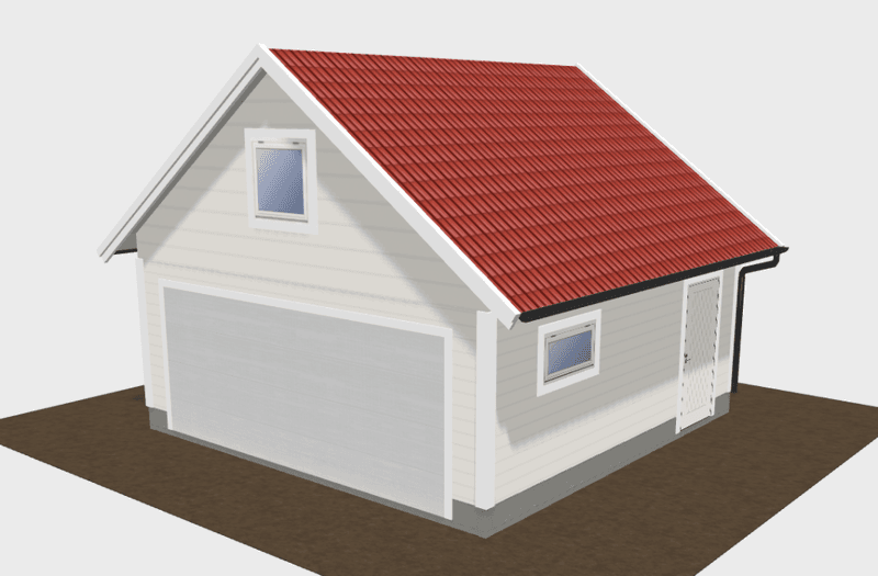 Dobbelgarasje 6,0 × 6,0 m – 36° saltak, ferdige elementer