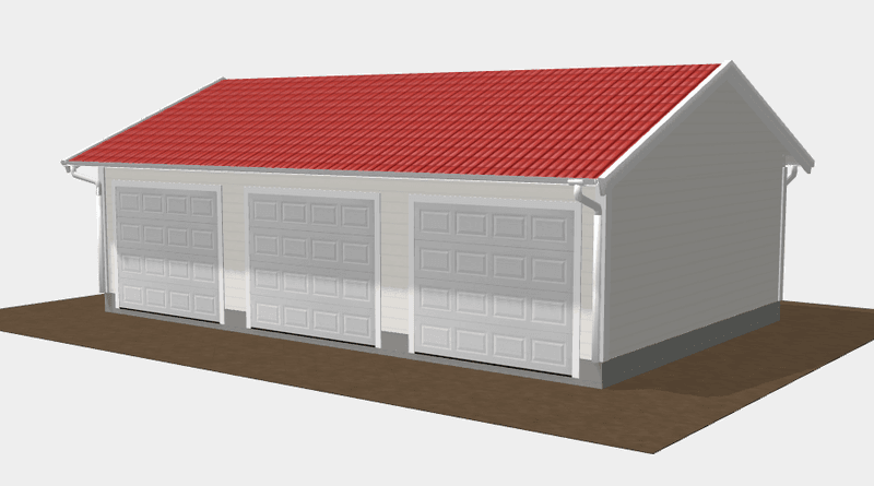 Fleksibel rekkegarasje – 3 meter plasser med saltak og innvendige skillevegger